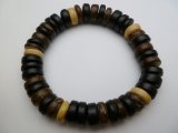 Black & Natural 10mm Coconut Beads Stretchable Bracelet